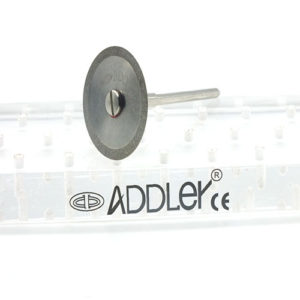 ADDLER DIAMOND DISC ABRASIVE FOR DENTURE CERAMIC PORCELAIN CUTTING GRINDING & POLISHING FOR HP CONTRA MICROMOTOR MEDIUM GRIT FLEXI. SIZE 230 MM DIA. DOUBLE SIDED DIAMOND DISC WITH MANDREL