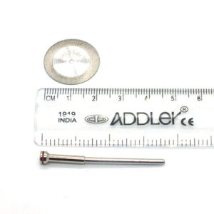 ADDLER DIAMOND DISC ABRASIVE FOR DENTURE CERAMIC PORCELAIN CUTTING GRINDING & POLISHING FOR HP CONTRA MICROMOTOR MEDIUM GRIT FLEXI. SIZE 220 MM DIA. DOUBLE SIDED DIAMOND DISC WITH MANDREL