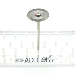 ADDLER DIAMOND DISC ABRASIVE FOR DENTURE CERAMIC PORCELAIN CUTTING GRINDING & POLISHING FOR HP CONTRA MICROMOTOR MEDIUM GRIT FLEXI. SIZE 220 MM DIA. DOUBLE SIDED DIAMOND DISC WITH MANDREL