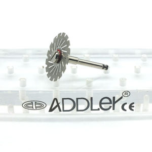 ADDLER DIAMOND DISC ABRASIVE FOR DENTURE CERAMIC PORCELAIN CUTTING GRINDING & POLISHING AIR COOLED FOR HP CONTRA MICROMOTOR MEDIUM GRIT FLEXI. SIZE 190 MM DIA. DOUBLE SIDED DIAMOND DISC