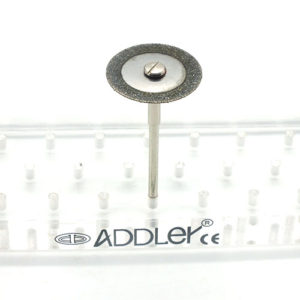 ADDLER DIAMOND DISC ABRASIVE FOR DENTURE CERAMIC PORCELAIN CUTTING GRINDING & POLISHING FOR HP CONTRA MICROMOTOR MEDIUM GRIT FLEXI. SIZE 230 MM DIA. DOUBLE SIDED DIAMOND DISC WITH MANDREL