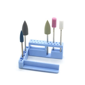 ADDLER DENTURE BURS POLISHING GRINDING SILICON/STONE HP 2.35 MM, 3 SILICON + 2 STONE BURS. FOLDABLE BUR STAND FREE, TOTAL 5 BURS.