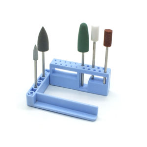 ADDLER DENTURE BURS POLISHING GRINDING SILICON/STONE HP 2.35 MM, 3 SILICON + 2 STONE BURS. FOLDABLE BUR STAND FREE, TOTAL 5 BURS.