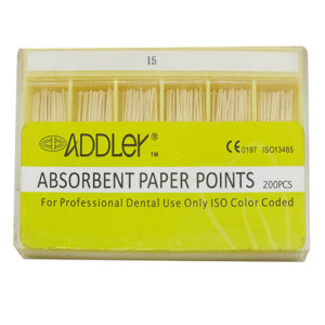 ADDLER DENTAL PAPER POINTS 2% (3X200 Sticks Each) SIZES:- 15, 15, 40. TOTAL 3 PKTS