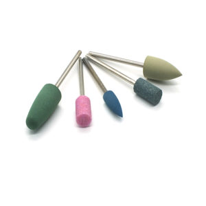 ADDLER DENTURE BURS POLISHING GRINDING SILICON/STONE HP 2.35 MM, 3 SILICON + 2 STONE BURS. FOLDABLE BUR STAND FREE, TOTAL 5 BURS.