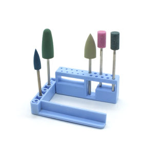 ADDLER DENTURE BURS POLISHING GRINDING SILICON/STONE HP 2.35 MM, 3 SILICON + 2 STONE BURS. FOLDABLE BUR STAND FREE, TOTAL 5 BURS.