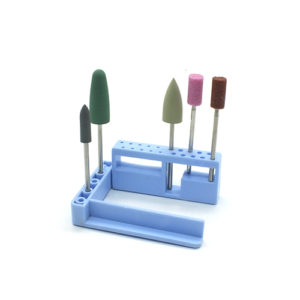 ADDLER DENTURE BURS POLISHING GRINDING SILICON/STONE HP 2.35 MM, 3 SILICON + 2 STONE BURS. FOLDABLE BUR STAND FREE, TOTAL 5 BURS.