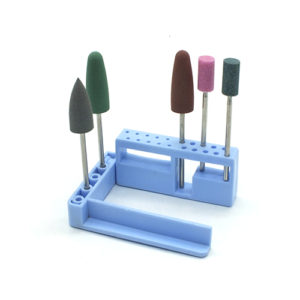 ADDLER DENTURE BURS POLISHING GRINDING SILICON/STONE HP 2.35 MM, 3 SILICON + 2 STONE BURS. FOLDABLE BUR STAND FREE, TOTAL 5 BURS.