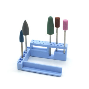 ADDLER DENTURE BURS POLISHING GRINDING SILICON/STONE HP 2.35 MM, 3 SILICON + 2 STONE BURS. FOLDABLE BUR STAND FREE, TOTAL 5 BURS.