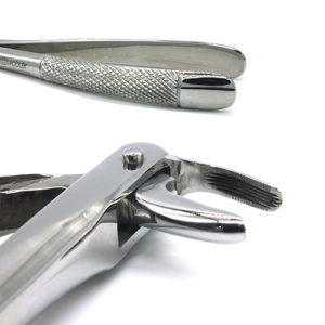 ADDLER DENTAL FORCEP LOWER ROOT SERRATED HANDLE GP 74. LIFE TIME ANTI RUSTING WARRANTY. ISO COMPANY MFG