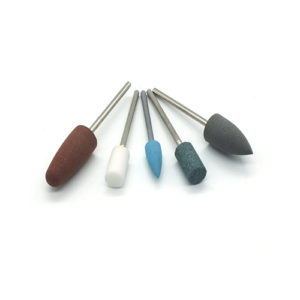 ADDLER DENTURE BURS POLISHING GRINDING SILICON/STONE HP 2.35 MM, 3 SILICON + 2 STONE BURS. FOLDABLE BUR STAND FREE, TOTAL 5 BURS.