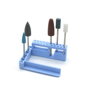 ADDLER DENTURE BURS POLISHING GRINDING SILICON/STONE HP 2.35 MM, 3 SILICON + 2 STONE BURS. FOLDABLE BUR STAND FREE, TOTAL 5 BURS.