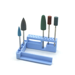 ADDLER DENTURE BURS POLISHING GRINDING SILICON/STONE HP 2.35 MM, 3 SILICON + 2 STONE BURS. FOLDABLE BUR STAND FREE, TOTAL 5 BURS.