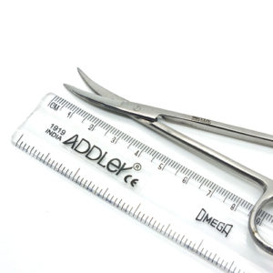 ADDLER Ophthalmic Surgical Scissor Curved Size 11.5 CM. Medical Steel. Life Time Anti Rusting Warranty.