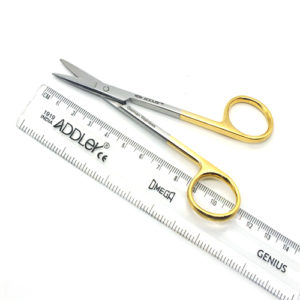 ADDLER DENTAL GUM SURGERY GOLDEN SCISSOR IRIS. 1 STRAIGHT 11.5 CM QTY 1. Life Time Anti Rusting Warranty.