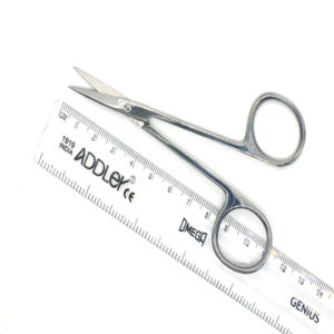 ADDLER Ophthalmic Surgical Scissor Curved Size 11.5 CM. Medical Steel. Life Time Anti Rusting Warranty.