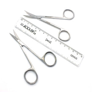 ADDLER DENTAL GUM SURGERY SCISSOR IRIS. 1 STRAIGHT AND 1 STRIGHT CURVED UP 4.5 INCHES QTY 2. Life Time Anti Rusting Warranty.