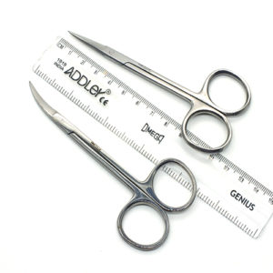 ADDLER DENTAL GUM SURGERY SCISSOR IRIS. 1 STRAIGHT AND 1 SIDE CURVED UP 4.5 INCHES QTY 2. Life Time Anti Rusting Warranty.