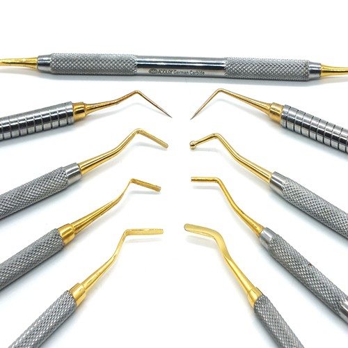 ADDLER Dental Premium Composite Ball Burnisher, Condenser, Plastic Filling AND DG16 Non Stick GOLD Coated Light Weight No Slip, No Rust, 9 MM, Dia Handle Set Of 4 Filling Instrument.