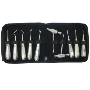 ADDLER Dental Elevator Set Of Cryer, Apexo, Coupland, Straight, Cross Bar Set Of 10. No Rust. Life Time Anti Rusting Warranty.