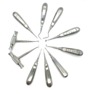 ADDLER Dental Elevator Set Of Cryer, Apexo, Coupland, Straight, Cross Bar Set Of 10. No Rust. Life Time Anti Rusting Warranty.