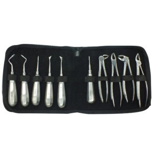 ADDLER Dental forcep Elevator Molars, Roots, Cryer, Apexo Set Of 4 Forceps AND 6 Elevator Basic Starter Kit. No Rust. Life Time Anti Rusting Warranty. ISO COMPANY MFG