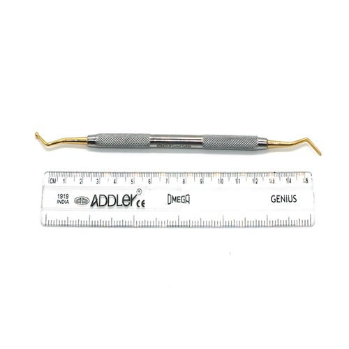 ADDLER Dental Composite Plastic Filling Burnisher Non Stick Golden Tips. Flat And Ball. Dull Serrated No Reflection Flat 6MM Handle. Qty1.