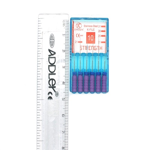 thumbnail image 2 of 10er Pack Dental K-Files 25mm ISO 06 – Edelstahl Endo Root Canal Handfeilen 2 of 4