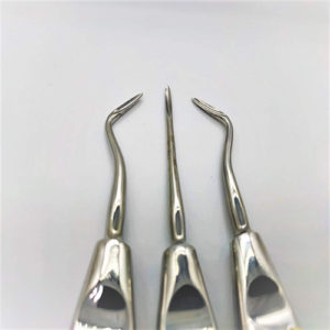 ADDLER DENTAL ELEVATOR Apxo Left/Right POINTED TIPS CONCAVE BLADE Pair Double Forged 3 mm Head Hylin Golden Handle