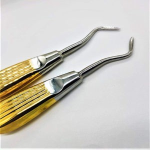 ADDLER DENTAL ELEVATOR POINTED APEXO LEFT STRAIGHT RIGHT Double Forged 14 CM 3 MM Head Hylin Golden Handle