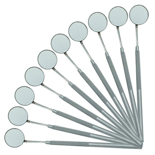 DENTAL MOUTH MIRROR WITH 5 MM SERRATED HANDEL SIZE 5 QTY-10 ADDLER