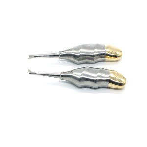 ADDLER DENTAL ELEVATORS CRYER PAIR EASY GRIP LIGHT WEIGHT DOUBLE FORGED GOLDEN NO SLIP NO RUST HANDLE.