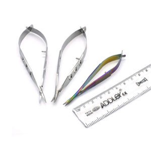 ADDLER Dental Ophthalmic 1 Castro Golden, 1 Castro Hole Steel, 1 Castro Scissor Steel. German Grade Stainless Medical Steel.