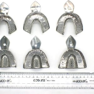 ADDLER DENTAL  Impression trays 6 Small Medium Large upper and Lowers stainless steel