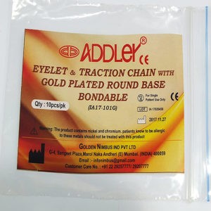 ADDLER Dental Eyelet & Traction Chain with Gold Plated Round Base Bondable