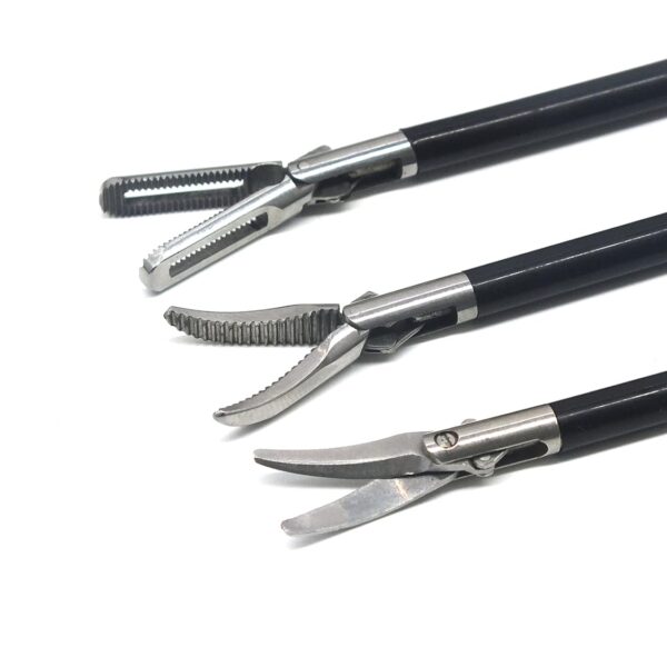 ADDLER Laparoscopic Maryland, Bowl, Curved Scissor Grasper With Ratchet Handle. Set of 3