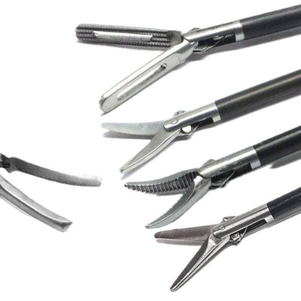 ADDLER Laparoscopic Curved Scissor, Straight Scissor, Maryland, Fenestrated Bowl & Bipolar Vessel Sealer Cutter Silver Tip. Set Of 5PC.